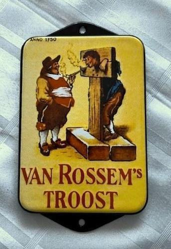 Emaille Reclamebord / Deurpostje Van Rossem ’s Troost., Verzamelen, Merken en Reclamevoorwerpen, Ophalen of Verzenden, Zo goed als nieuw