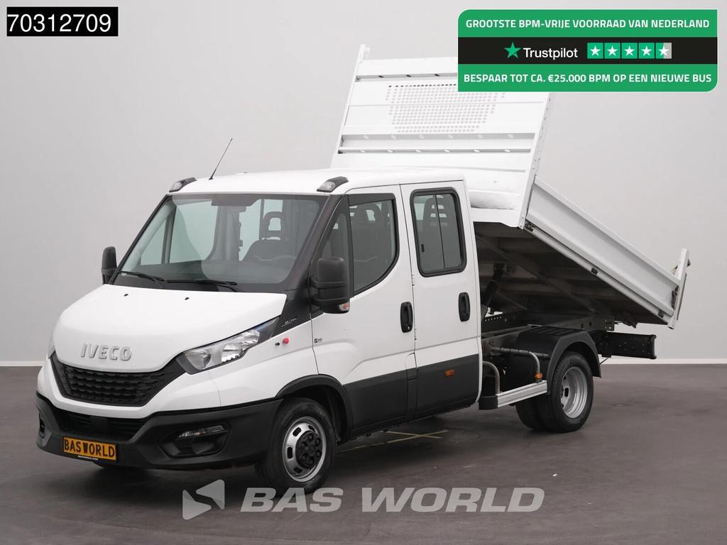 Iveco Daily 35C14 Dubbel Cabine Kipper Dubbellucht Airco Cru, Auto's, Bestelauto's, Gebruikt, Euro 6, Iveco, Wit