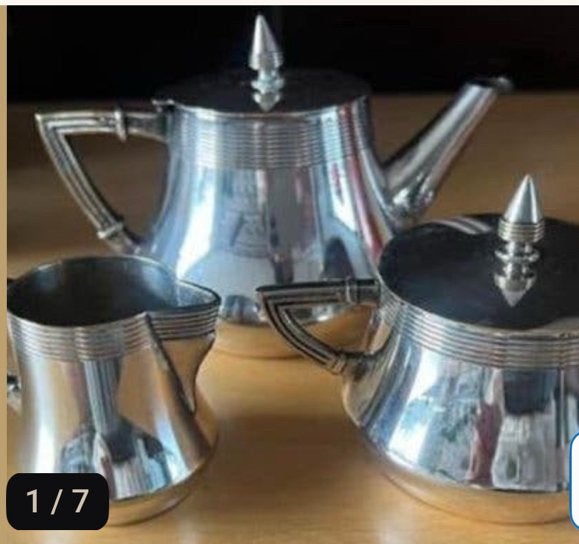 Verzilverd art deco  setje, Ophalen of Verzenden