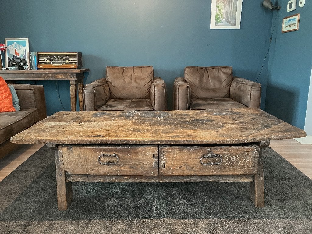 Authentieke antiek eiken Spaanse  boerentafel / salontafel, Antiek en Kunst, Ophalen