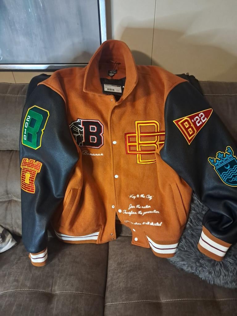 Black Bananas City Baseball Jacket - Oranje/Zwart, Kleding | Heren, Jassen | Zomer, Nieuw, Ophalen of Verzenden, Black Bananas
