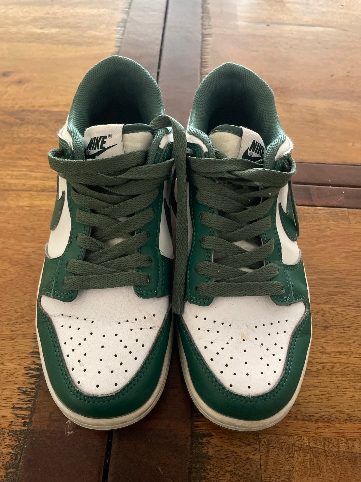 Nike Dunk Low Green White Sneakers, Ophalen of Verzenden, Gedragen, Groen, Sneakers of Gympen