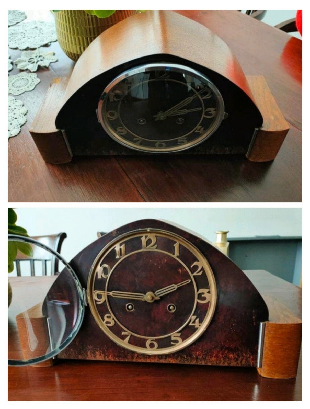 Antieke pendule, Amsterdamse School-stijl, Antiek en Kunst, Antiek | Klokken, Ophalen of Verzenden