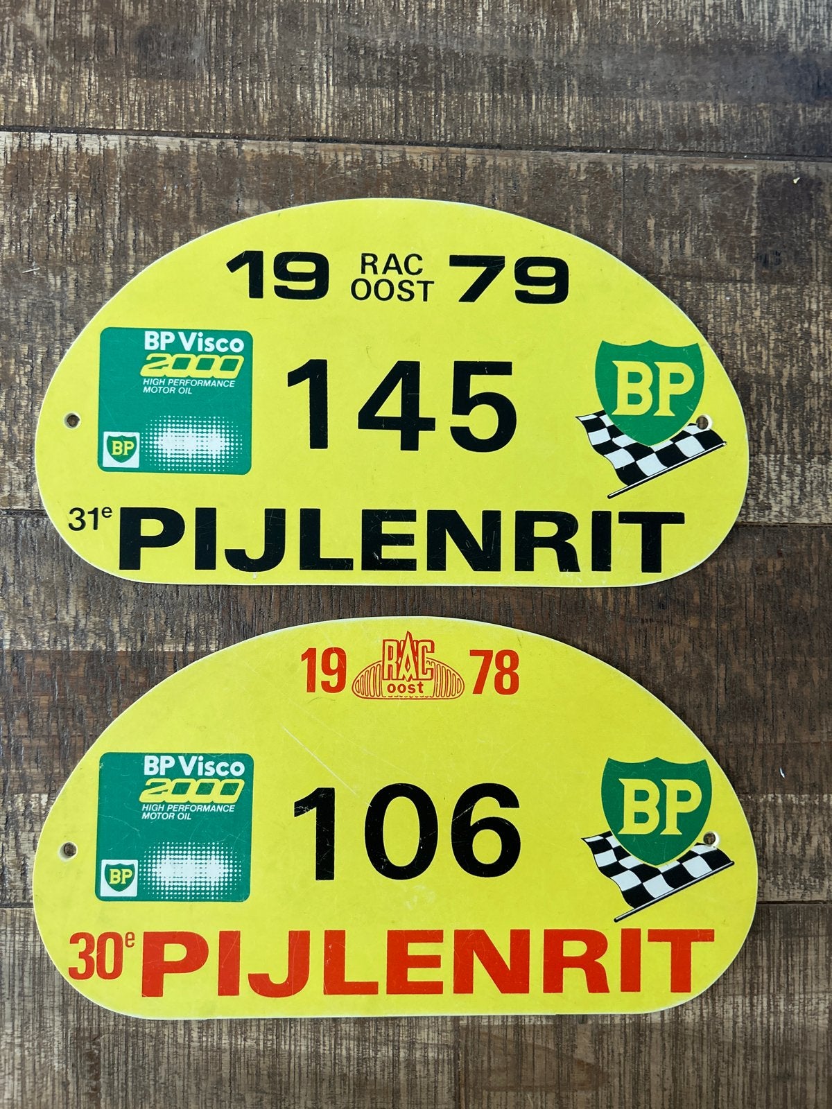 2 Vintage RAC Oost Pijlenrit Rally Platen 1978 & 1979, Ophalen of Verzenden, Gebruikt, Auto's