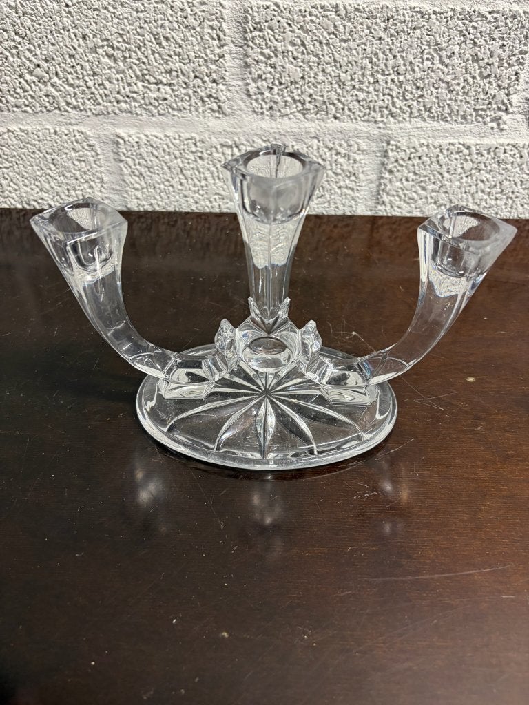 Drie-armige kristallen kandelaar, Ophalen of Verzenden, Kristal