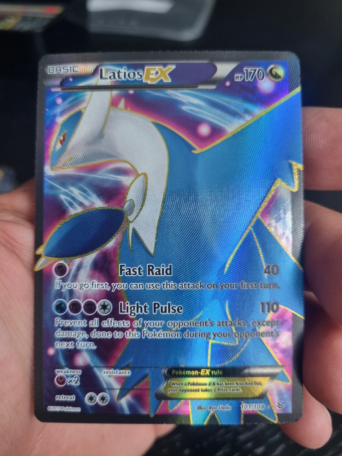 Latias EX 101/108 Roaring skies , holo rare * € 160, Ophalen of Verzenden, Nieuw, Losse kaart, Foil