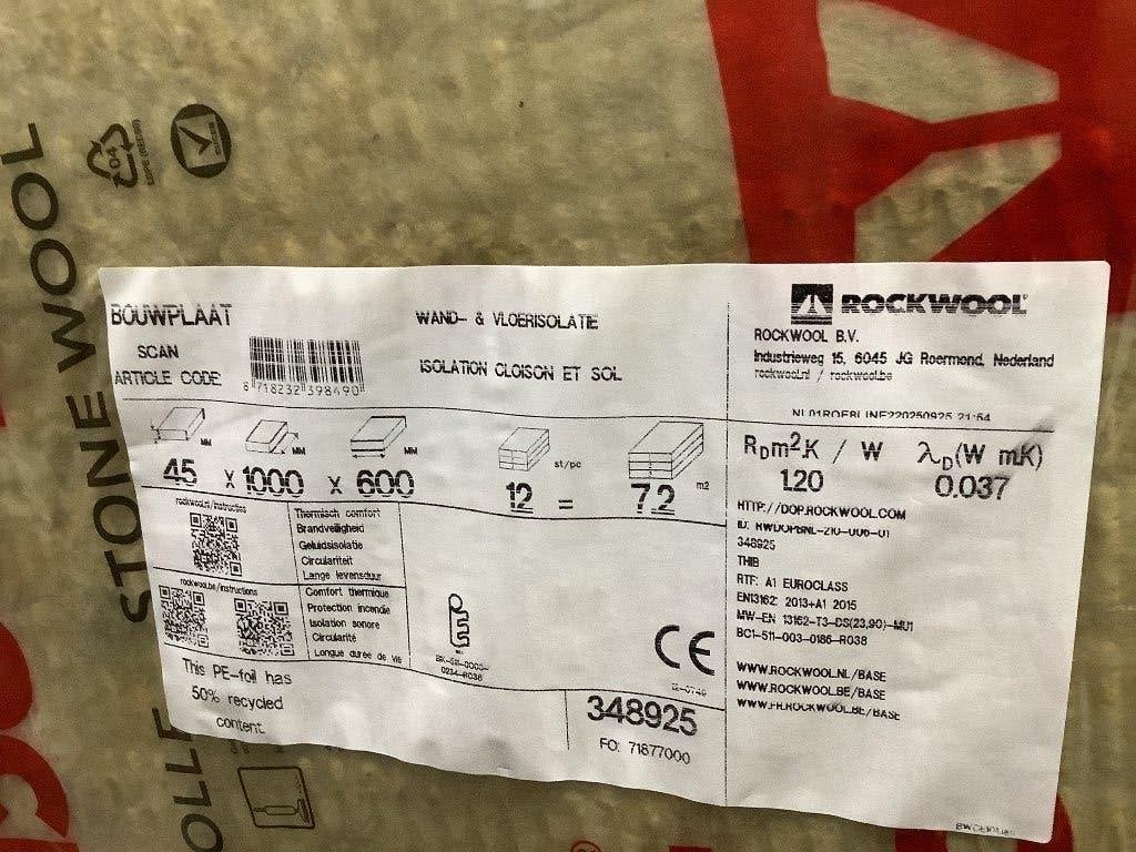 Rockwool, Ophalen, 4 tot 8 cm, Dakisolatie, Nieuw