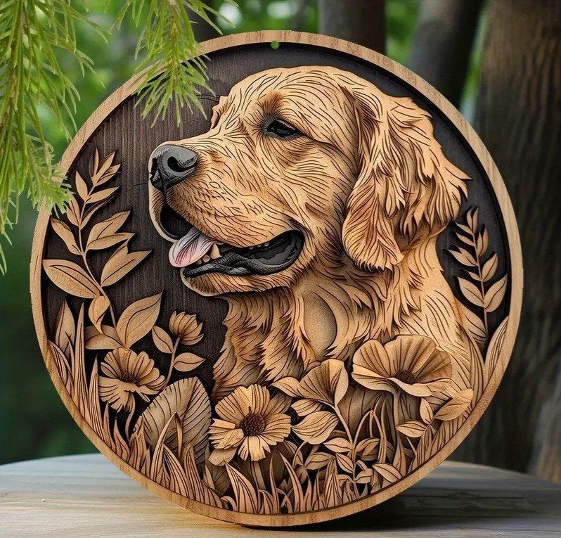 Wandbord Golden Retriever, Huis en Inrichting, Metaal, 20 cm, Nieuw, Ophalen of Verzenden