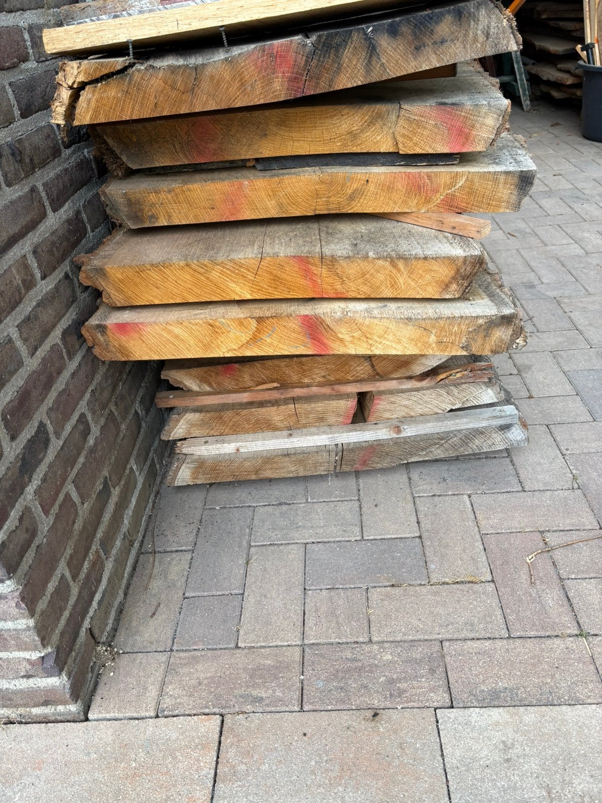 Droge Eiken planken - 3m lang, 5,5-6,5 cm dik, Doe-het-zelf en Verbouw, Hout en Planken, Gebruikt, Eiken, Ophalen of Verzenden