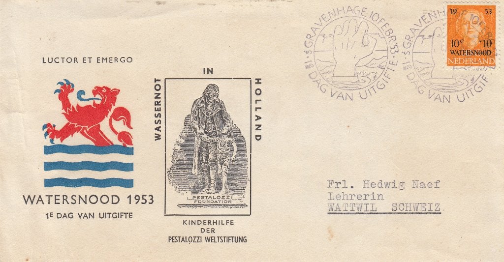 Nederland - 1953 - Watersnood -6- E-12 - 1e Dag Envelop -3-, Postzegels en Munten, Verzenden, Beschreven, Nederland