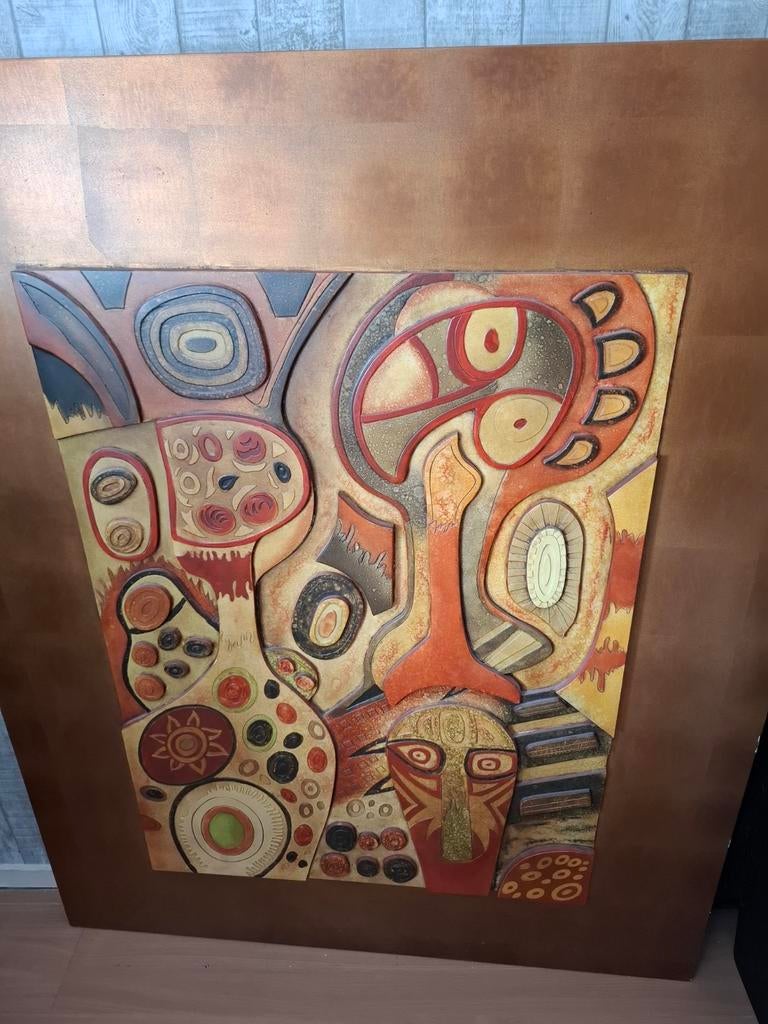 Uniek Abstract Kunstwerk - Reliëf Schilderij, Ophalen of Verzenden