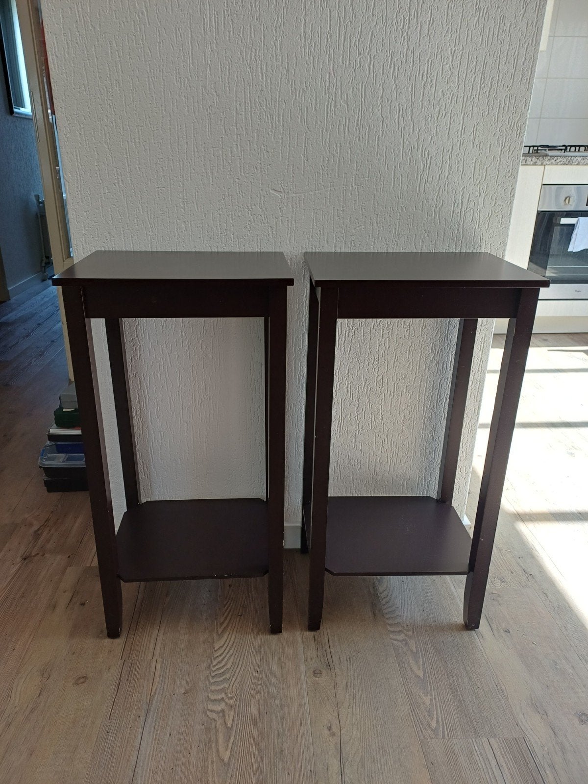 Nachttafeltje - plantentafeltje / donkerbruin, Huis en Inrichting, Ophalen, Gebruikt, Minder dan 45 cm, 70 cm of meer