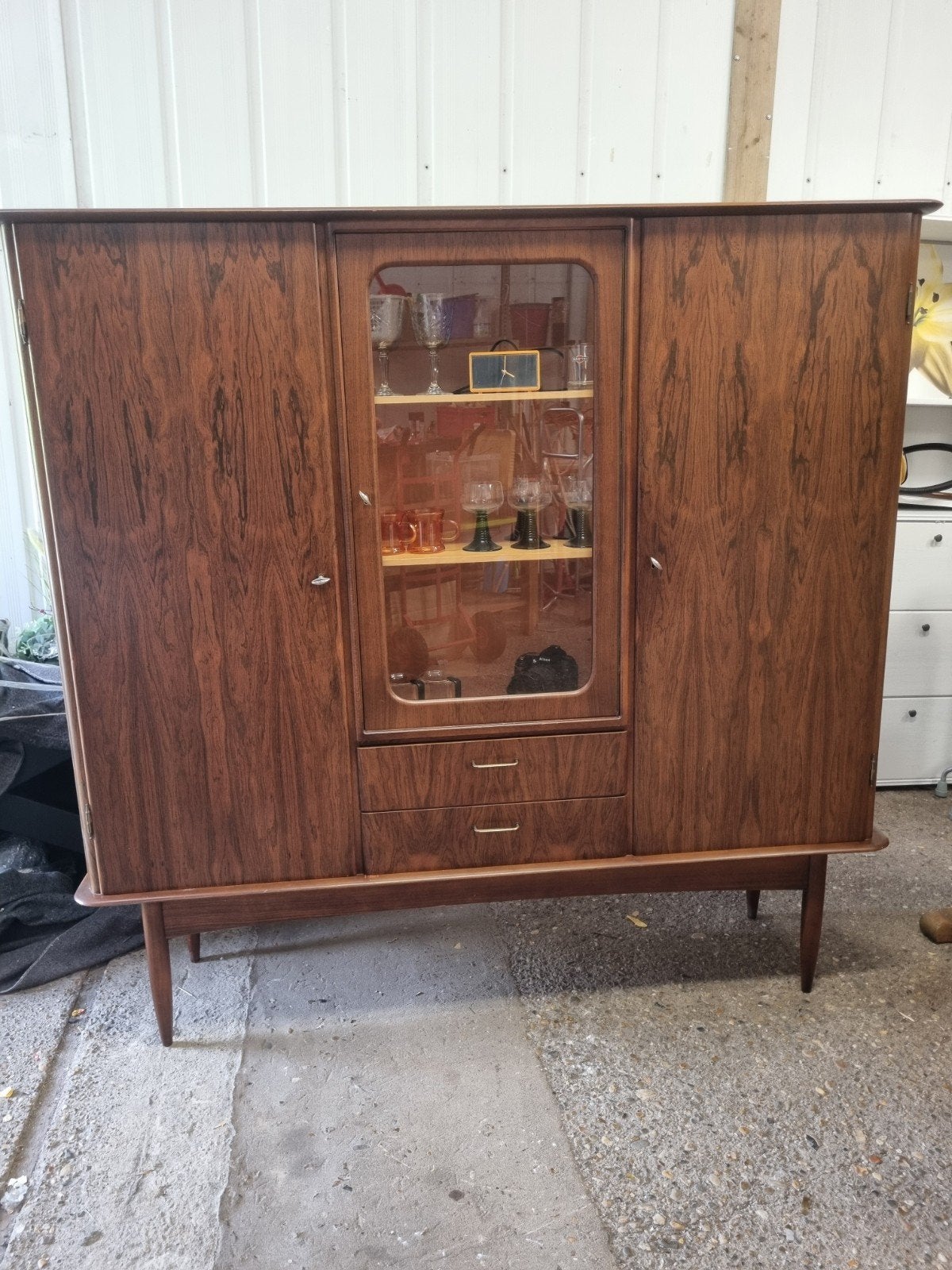 Midcentury Modern Highboard Palisander Fineer, Ophalen, Gebruikt