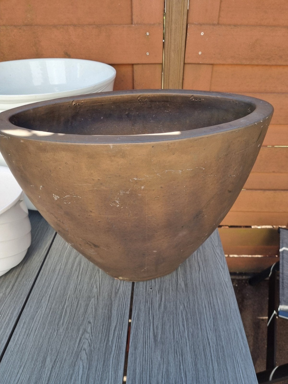 Grote bronzen bloempot voor binnen, Ophalen, Gebruikt