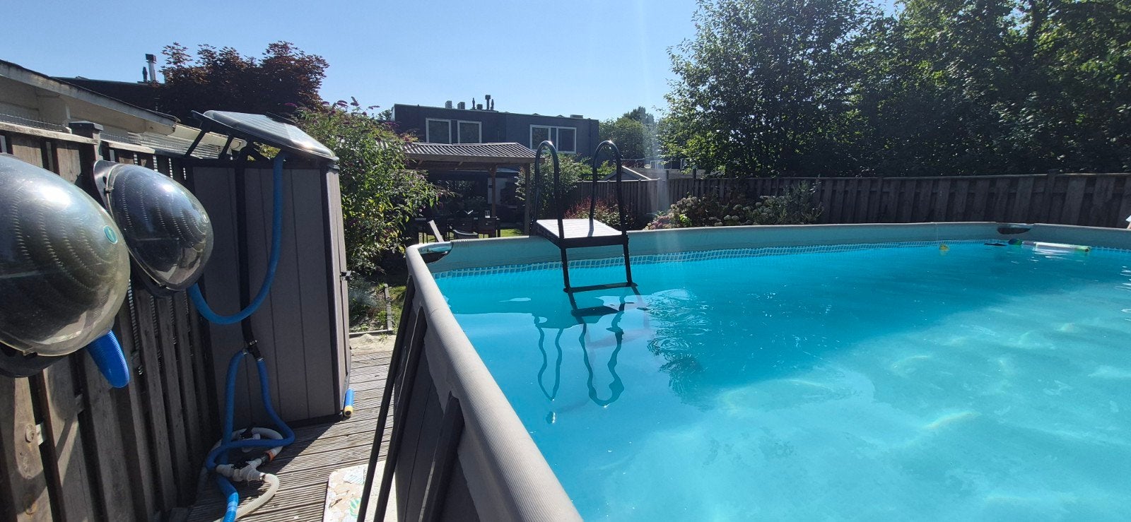 Zwembad 549x274x132 cm met complete set accessoires, Tuin en Terras, Zwembaden, 300 cm of meer, Zo goed als nieuw, Rechthoekig