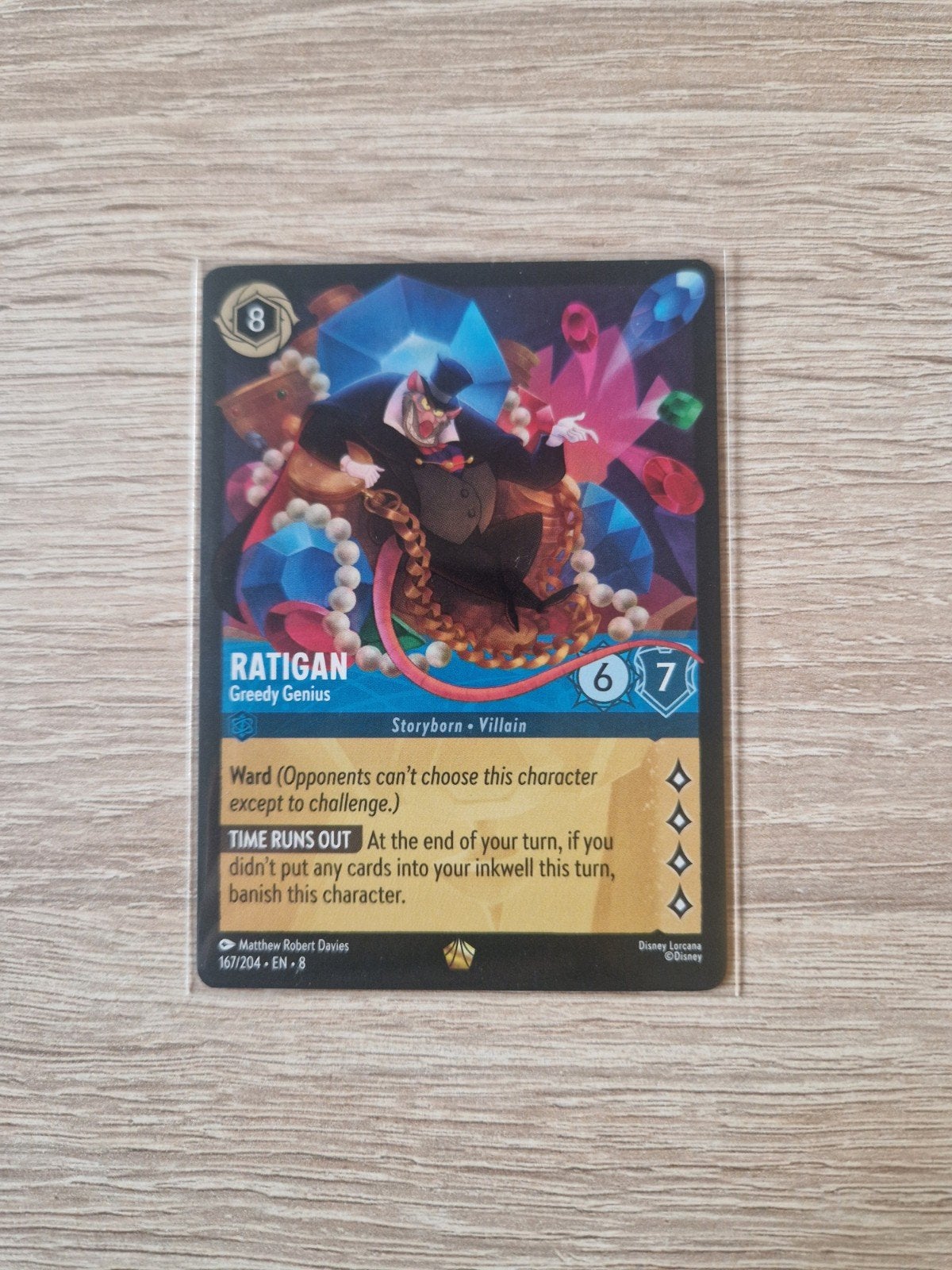 Ratigan greedy genius #167 8JAF lorcana disney, Ophalen of Verzenden, Zo goed als nieuw, Losse kaart