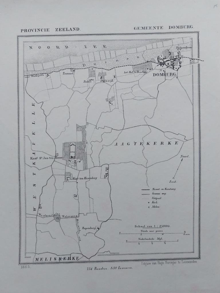 15 / Domburg St. Jan ten Heere Duinwijk Litho van J. Kuyper, Ophalen of Verzenden