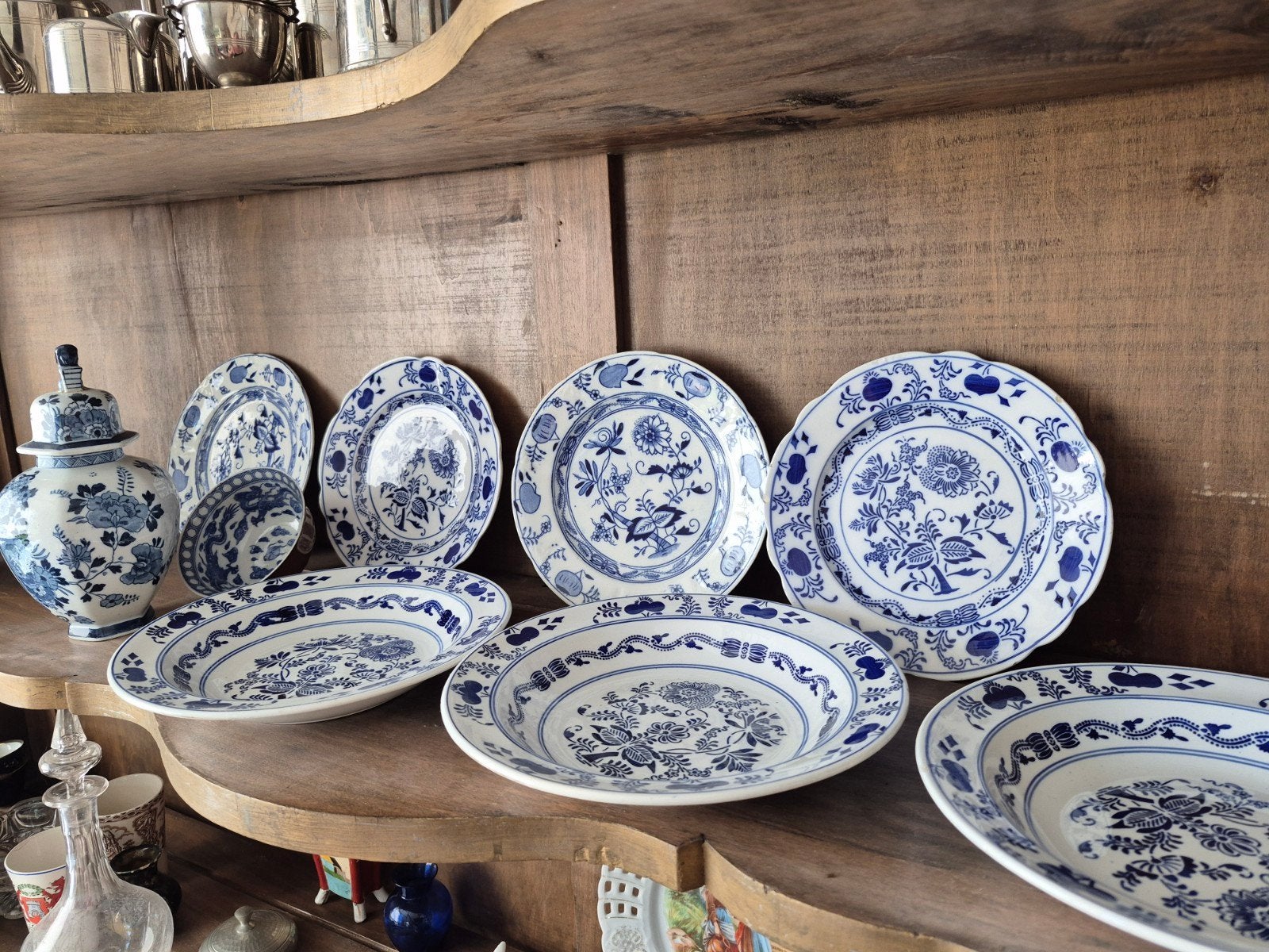 Antiek Delfts Blauw Servies - Handbeschilderd Porselein, Ophalen of Verzenden