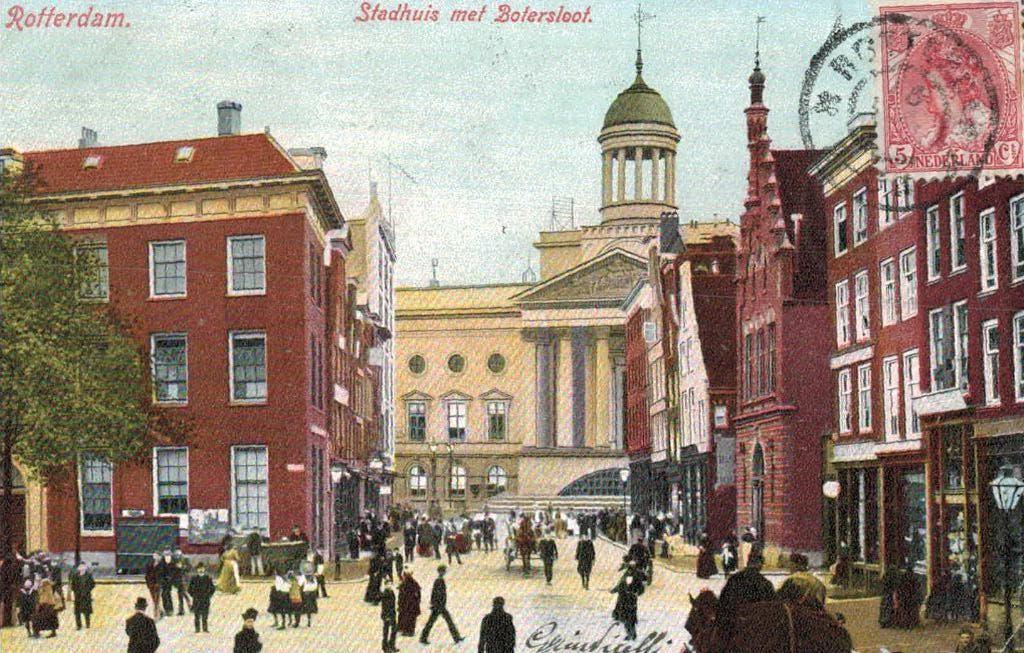 ROTTERDAM Stadhuis met Botersloot. Postzegel voorkant, Verzenden, Voor 1920, Gelopen, Zuid-Holland