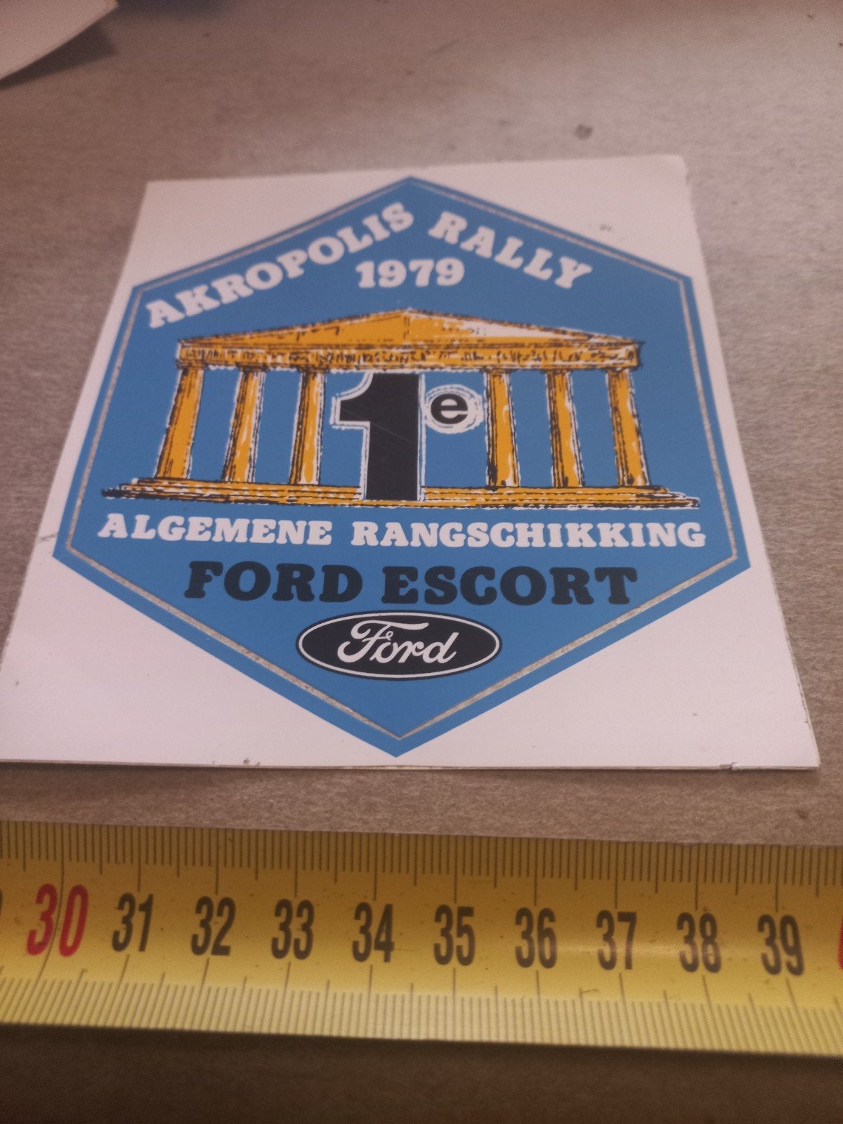 Akropolis Rally 1979 Ford Escort Sticker, Ophalen of Verzenden, Gebruikt