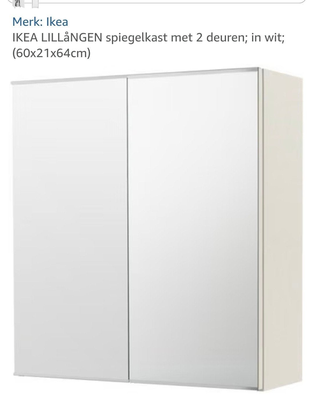 IKEA LILLÅNGEN spiegelkast met 2 deuren (60x21x64cm), Ophalen, Spiegelkast, Nieuw, 50 tot 100 cm
