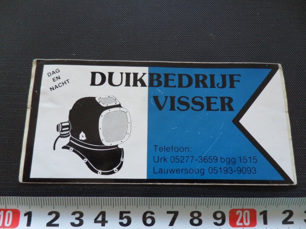 sticker urk lauwersoog DUIKBEDRIJF VISSER, Verzamelen, Ophalen of Verzenden, Zo goed als nieuw