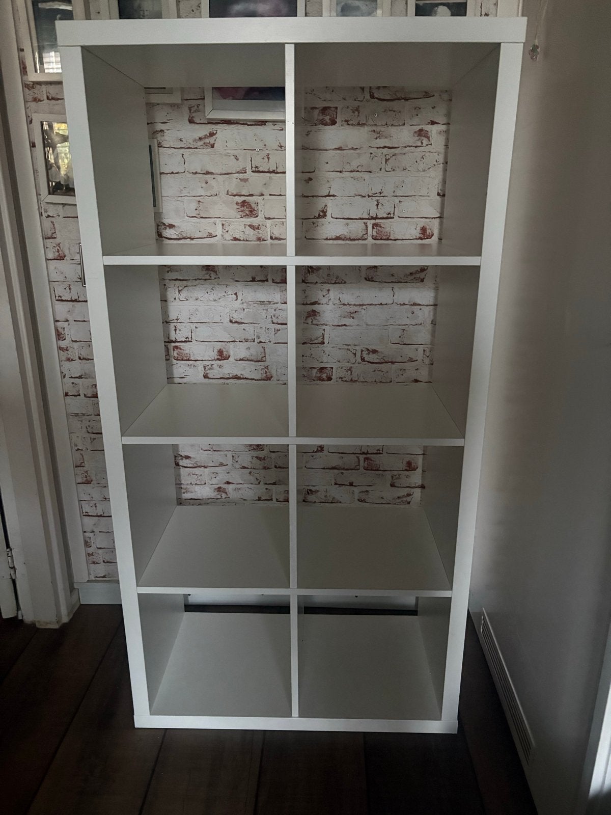 Witte Kallax kast met 8 vakken, Ophalen, Met plank(en), Gebruikt, 100 tot 150 cm