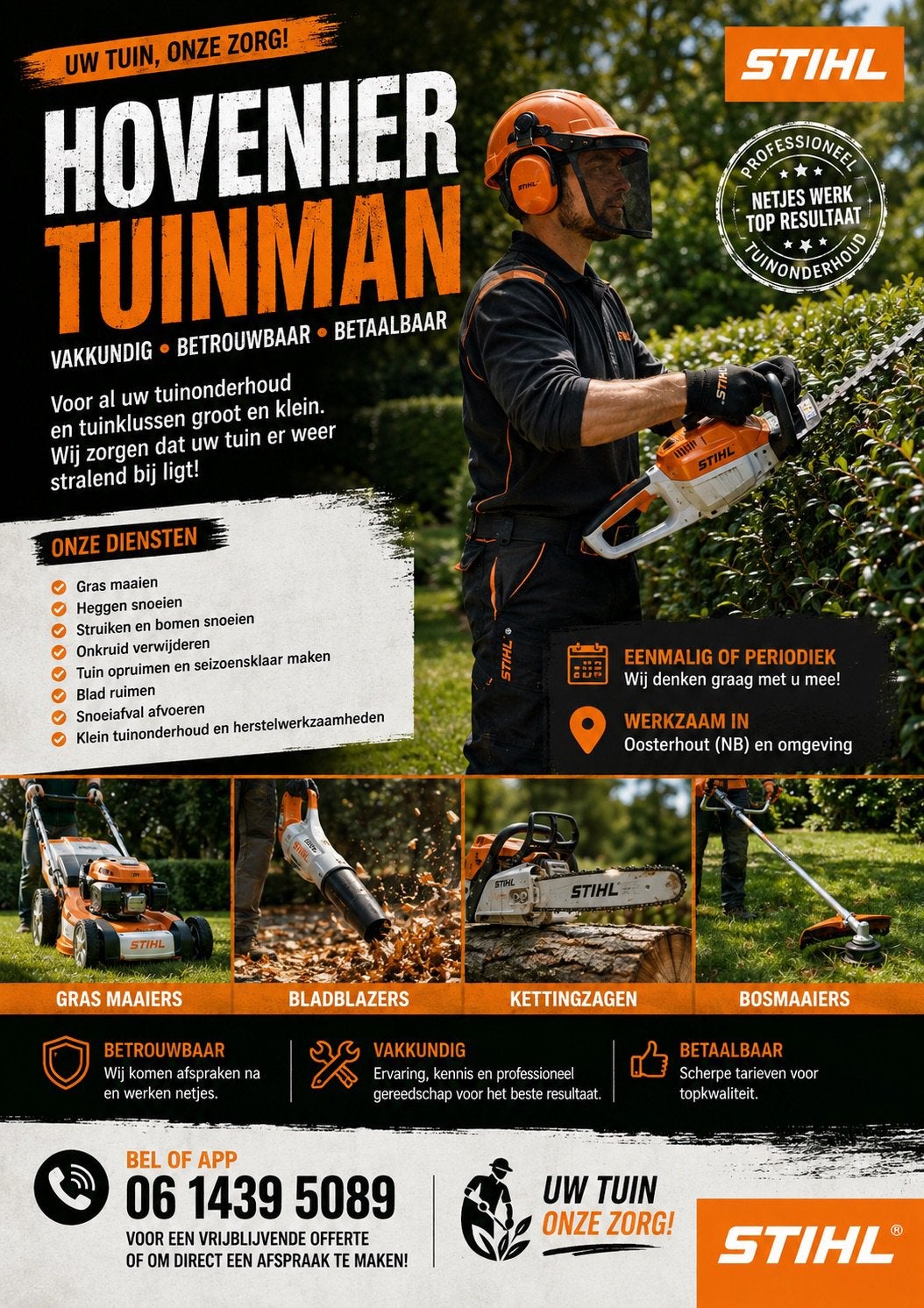 Tuinman hovenier aangeboden, Garantie, Tuinonderhoud of Snoeiwerk