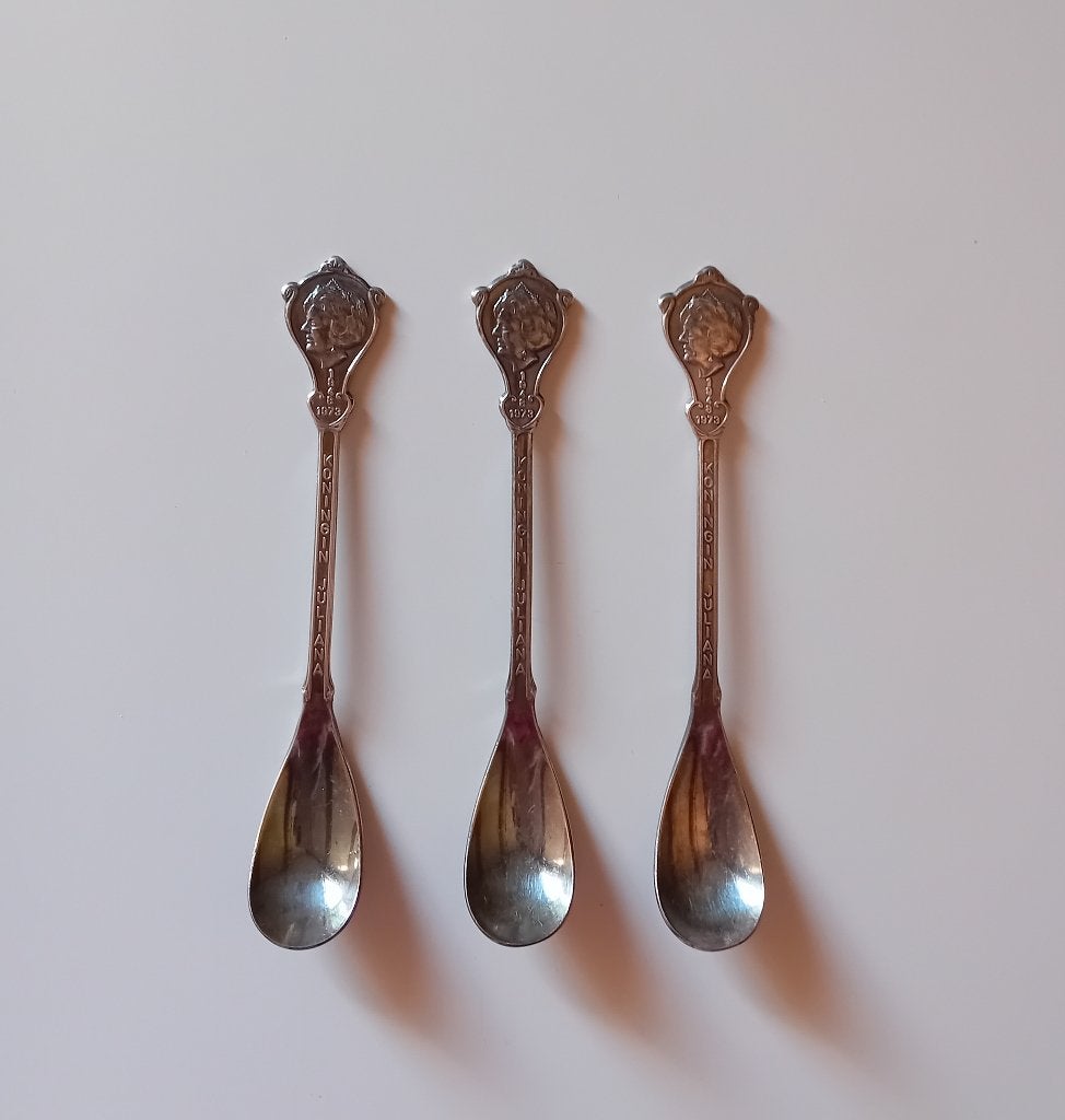 3 antieke lepeltjes Juliana, Antiek en Kunst, Antiek | Bestek, Ophalen of Verzenden