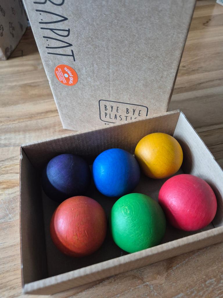 Grapat Houten Ballen Set - 6 Kleurrijke Montessori Ballen, Kinderen en Baby's, Speelgoed | Houten speelgoed, Ophalen of Verzenden