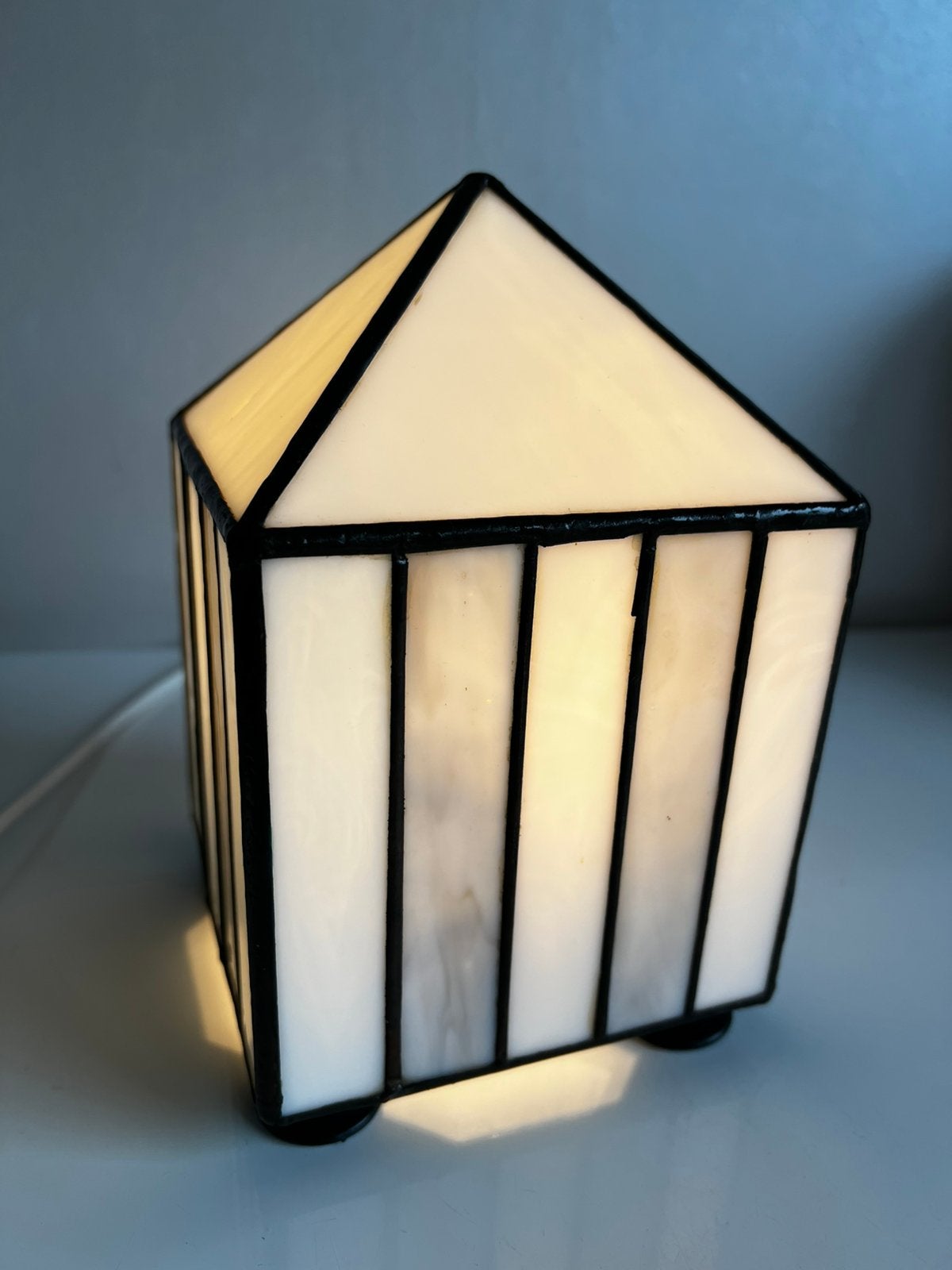 Vintage Honsel Leuchten Tiffany Tafellamp Wit Strandhuis 80s, Huis en Inrichting, Ophalen of Verzenden, Zo goed als nieuw, Tiffany lamp