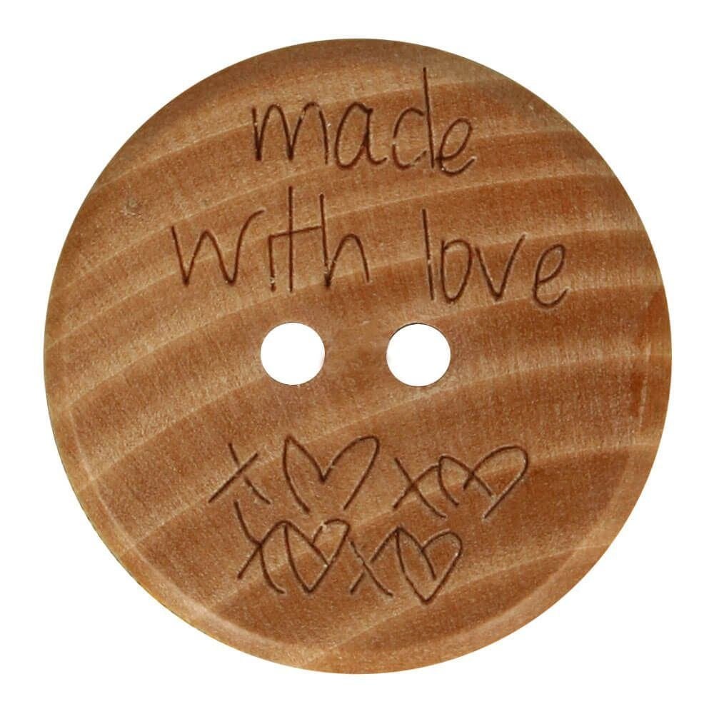 Houten knoop 'Made with love' Ø 20 mm, De Bondt, Nieuw, Ophalen of Verzenden, Service@bondt.com