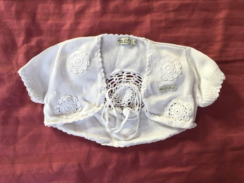 Gehaakt vestje / bolero Eliana et Lena maat 98 wit, Ophalen of Verzenden, Zo goed als nieuw, Meisje, Trui of Vest