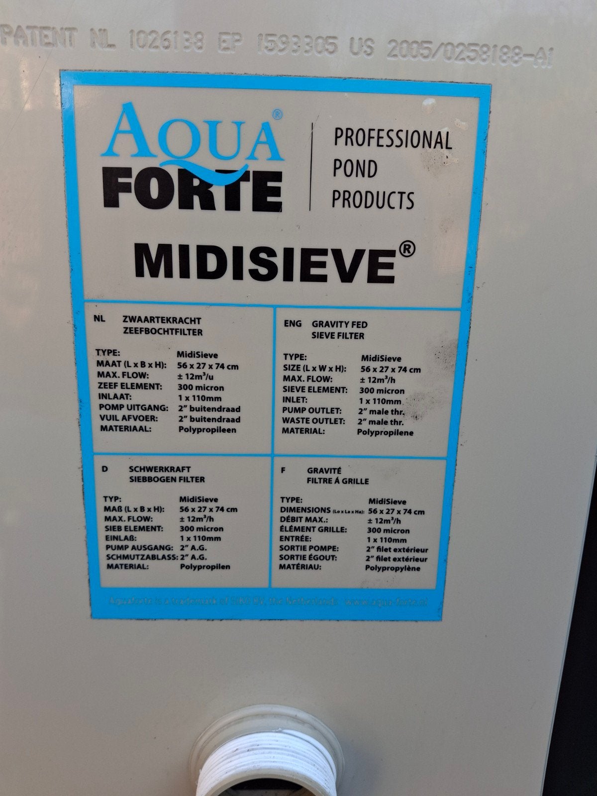 Aqua forte Midisieve zeefbochtfilter, Ophalen, Zo goed als nieuw, Vijverfilter