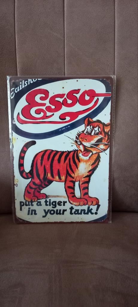 Nieuw Blikken Bord Esso Tiger 20x30 cm, Ophalen of Verzenden