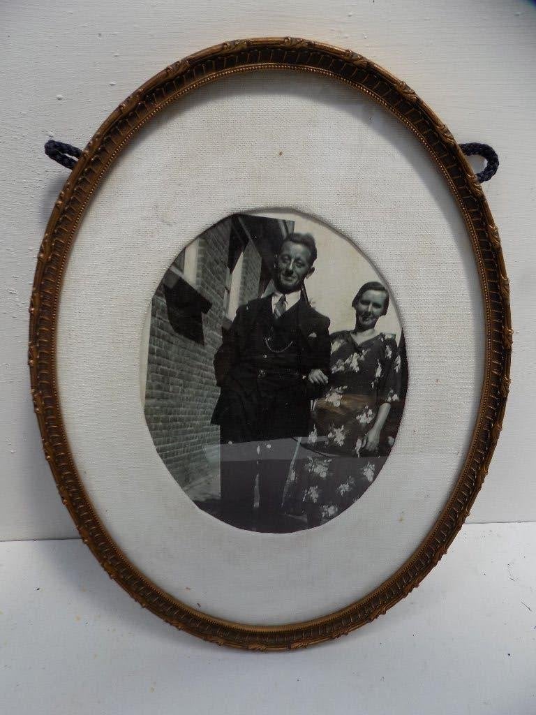 Ovalen gipsen fotolijst antiek vintage retro, Ophalen of Verzenden, Gebruikt