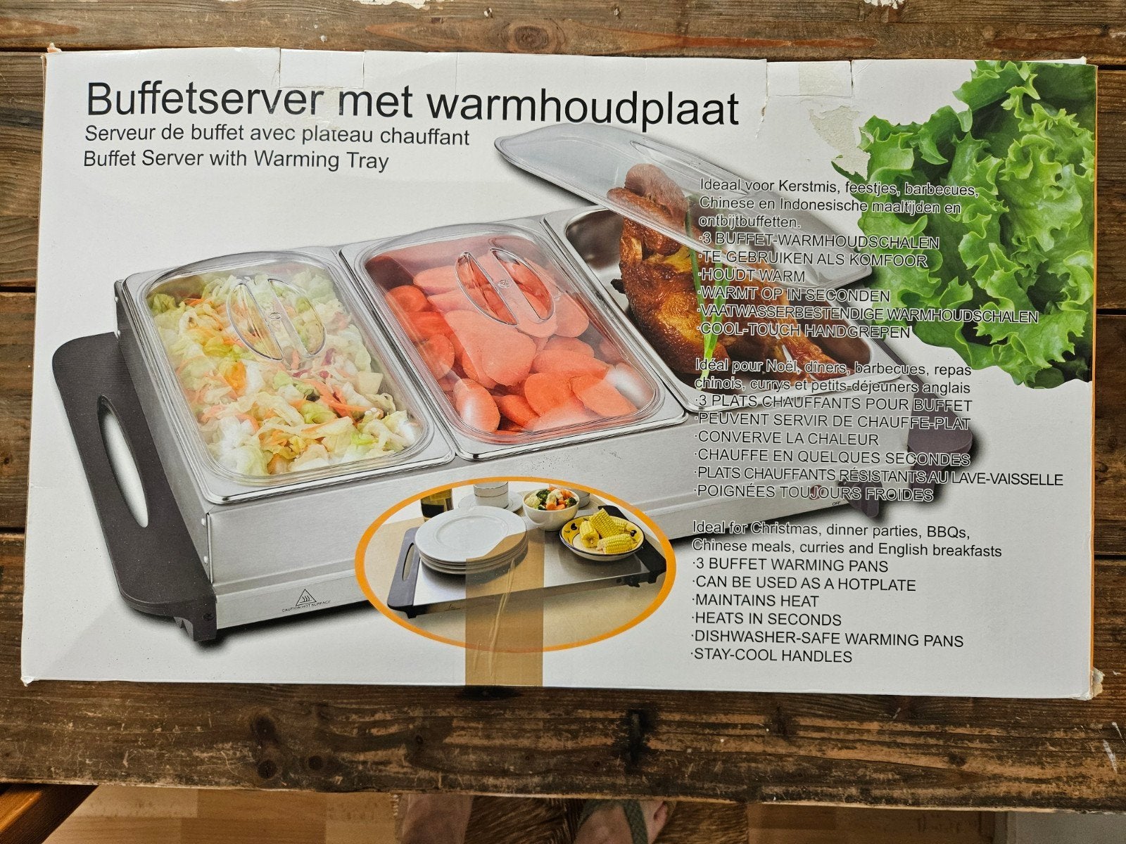 Buffetserver met warmhoudplaat Ideaal voor feestjes, BBQ etc, Ophalen of Verzenden