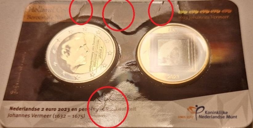 Coincard HCF 2023 - Johannes Vermeer - BU - AFGEPRIJSD, Verzenden, Overige landen, 2 euro, Setje