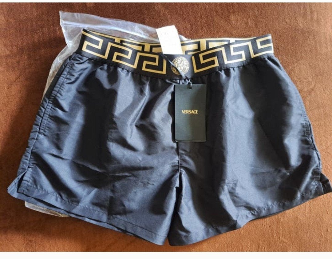 Versace Zwembroek Zwart met Gouden Details, Zwart, Nieuw, Ophalen of Verzenden, Versace
