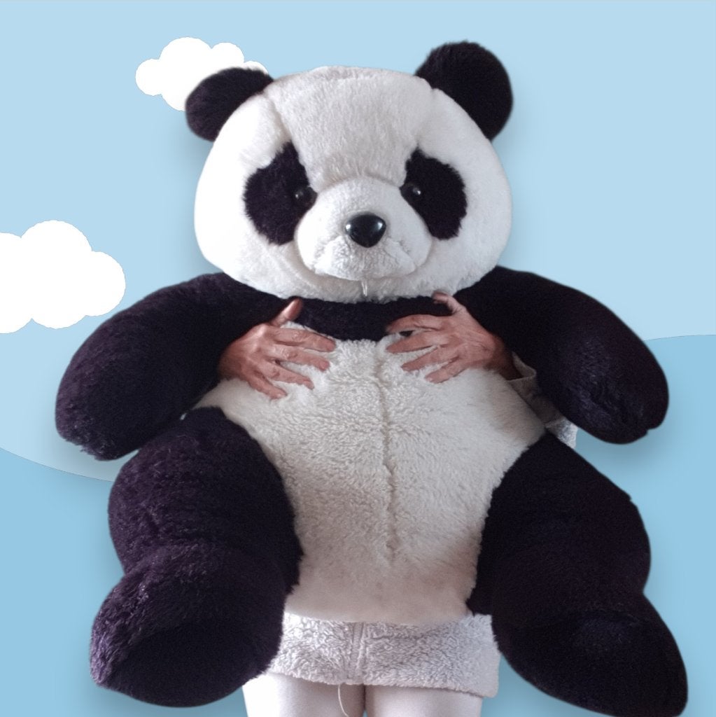 Enorma vintage pandabeer knuffel Bijenkorf 90 cm! 2605, Bijenkorf, Overige merken, -, Zwart