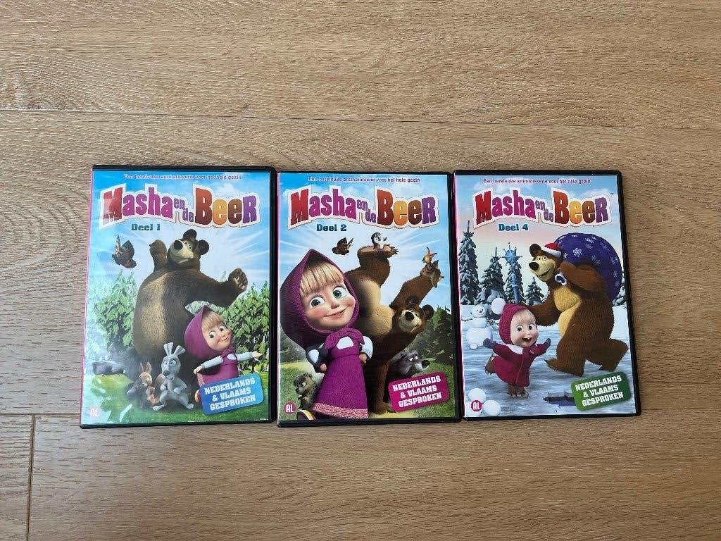 Dvd Masha en de beer deel 1,2 en 4, Avontuur, Alle leeftijden, Tv-serie, Gebruikt