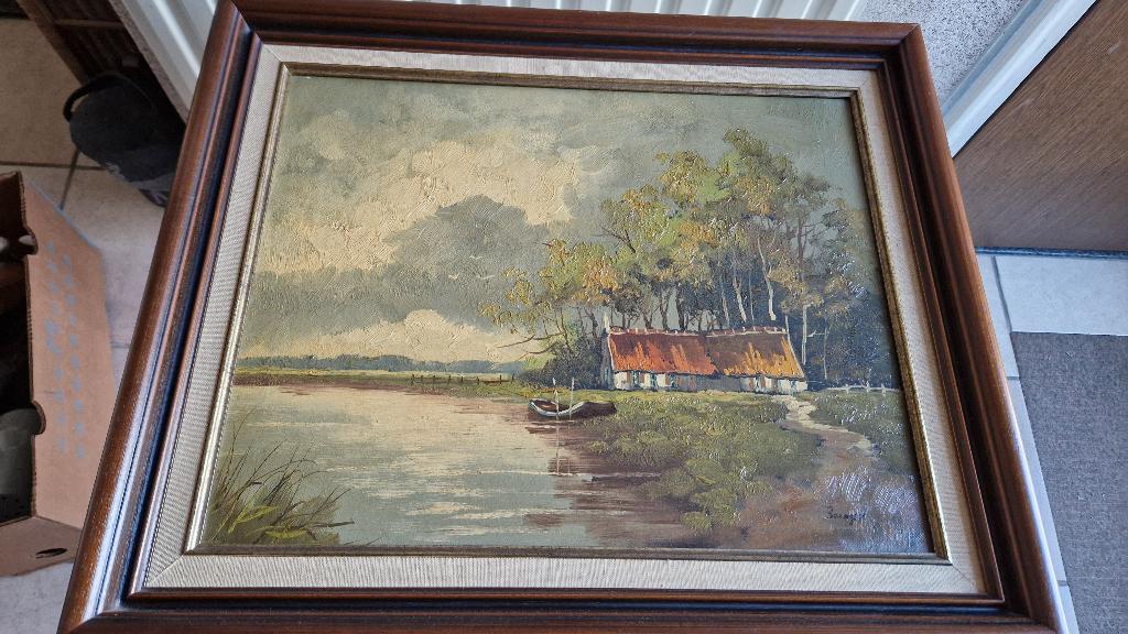 oud schilderij op doek landschap, Ophalen of Verzenden