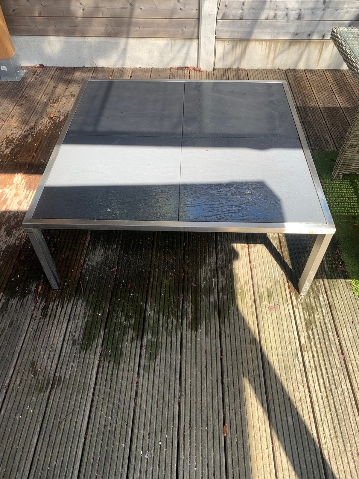 Aluminium tuintafel met keramische tegels, Ophalen, Gebruikt, Vierkant, Aluminium
