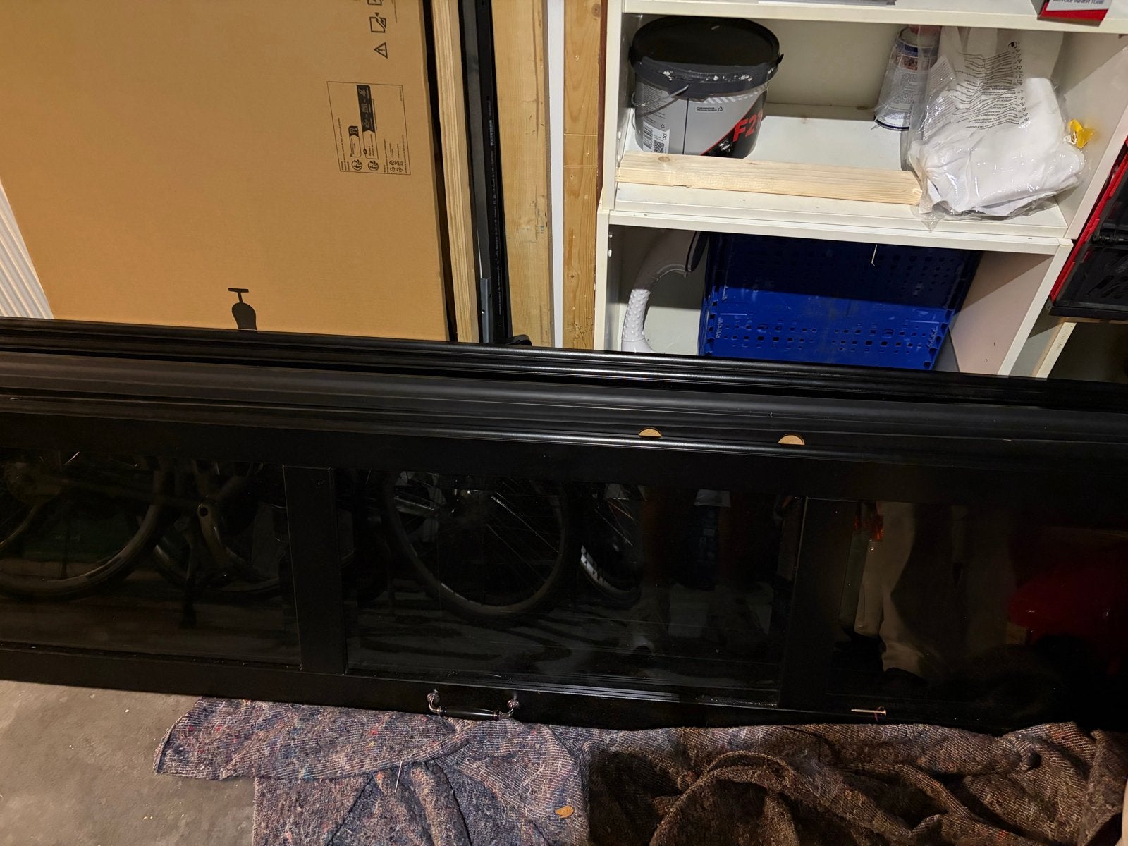 6 Zwarte Pax kastdeuren met glas 2,32x50, Gebruikt, 200 cm of meer, Glas, Met deur(en)