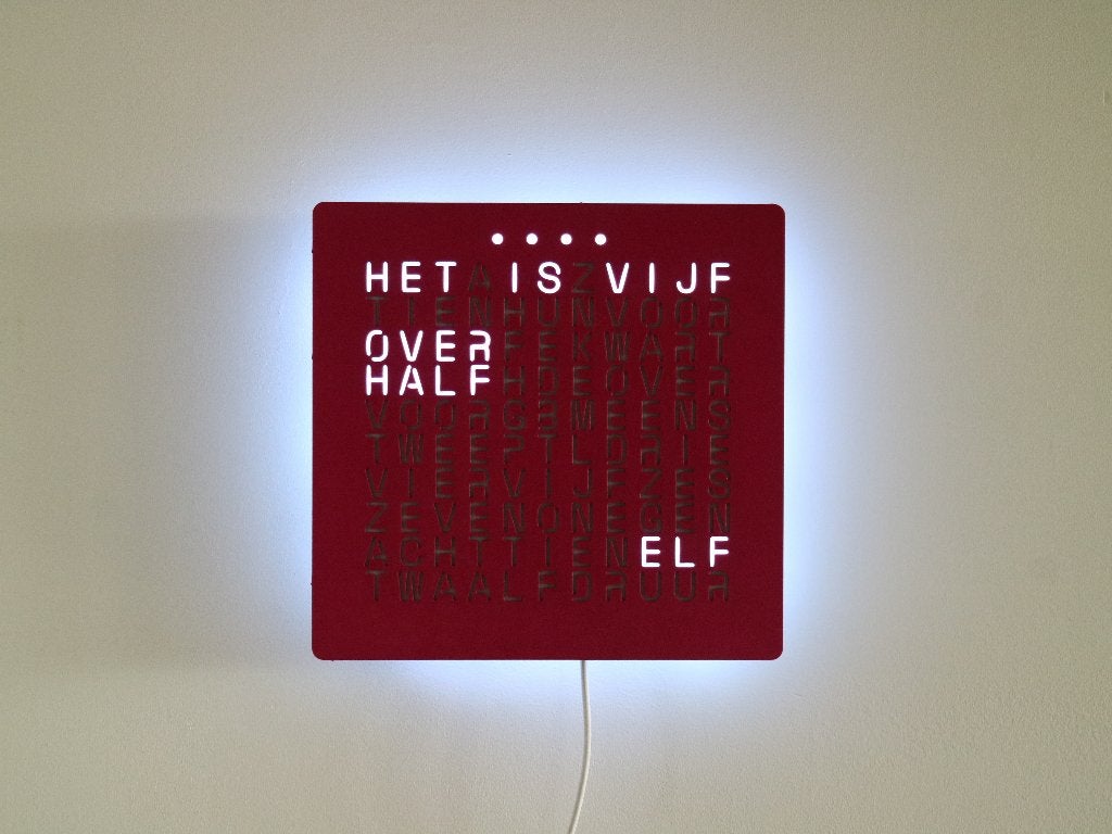 WoordKlok - WordClock 20x20 & 30x30, Huis en Inrichting, Meerkleurig, Overige typen, Ophalen of Verzenden, Zo goed als nieuw