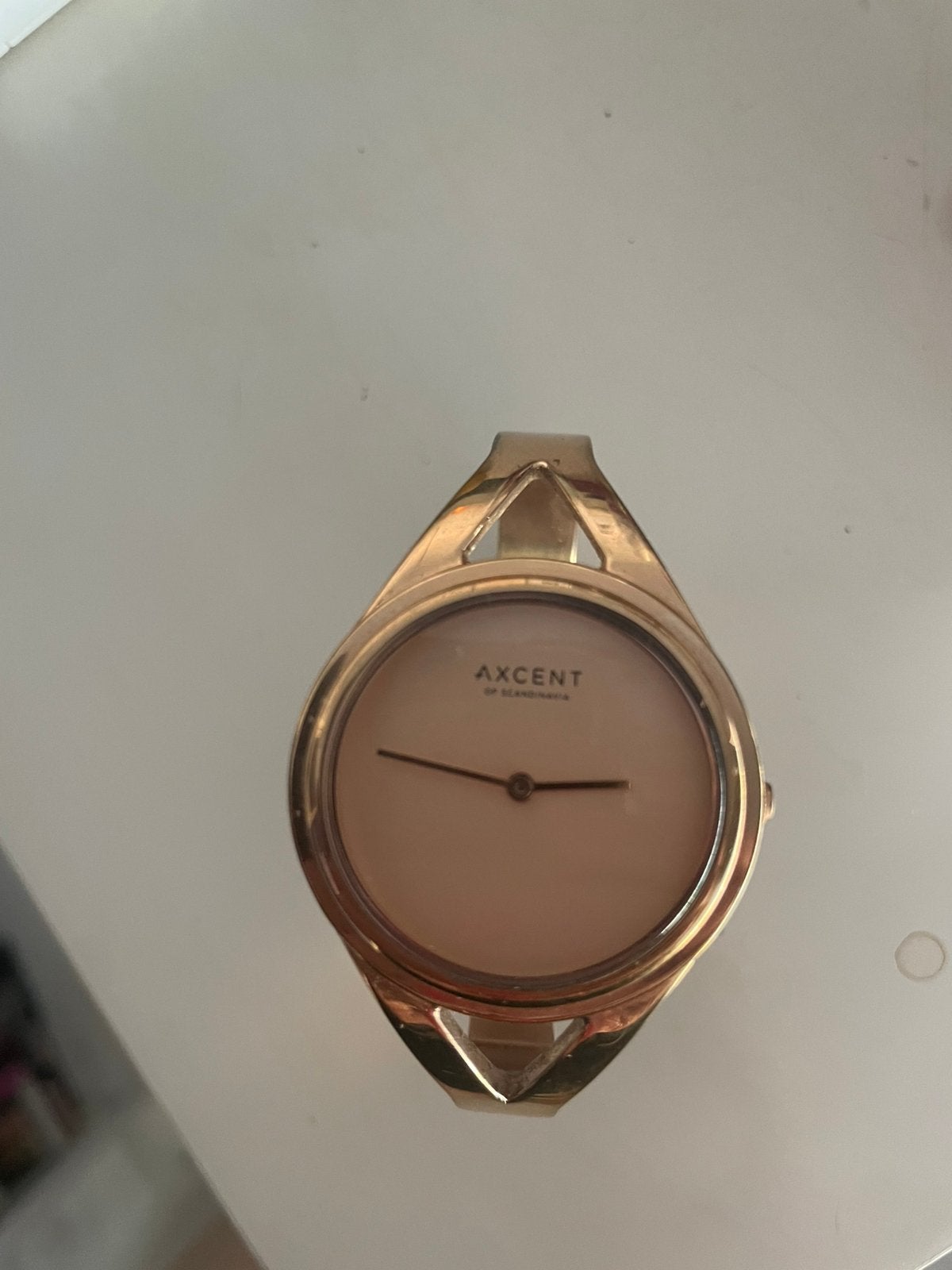 Mooie  Axcent stalen armbandhorloge maat 18 cm., Ophalen of Verzenden, Zo goed als nieuw, Goud, Staal