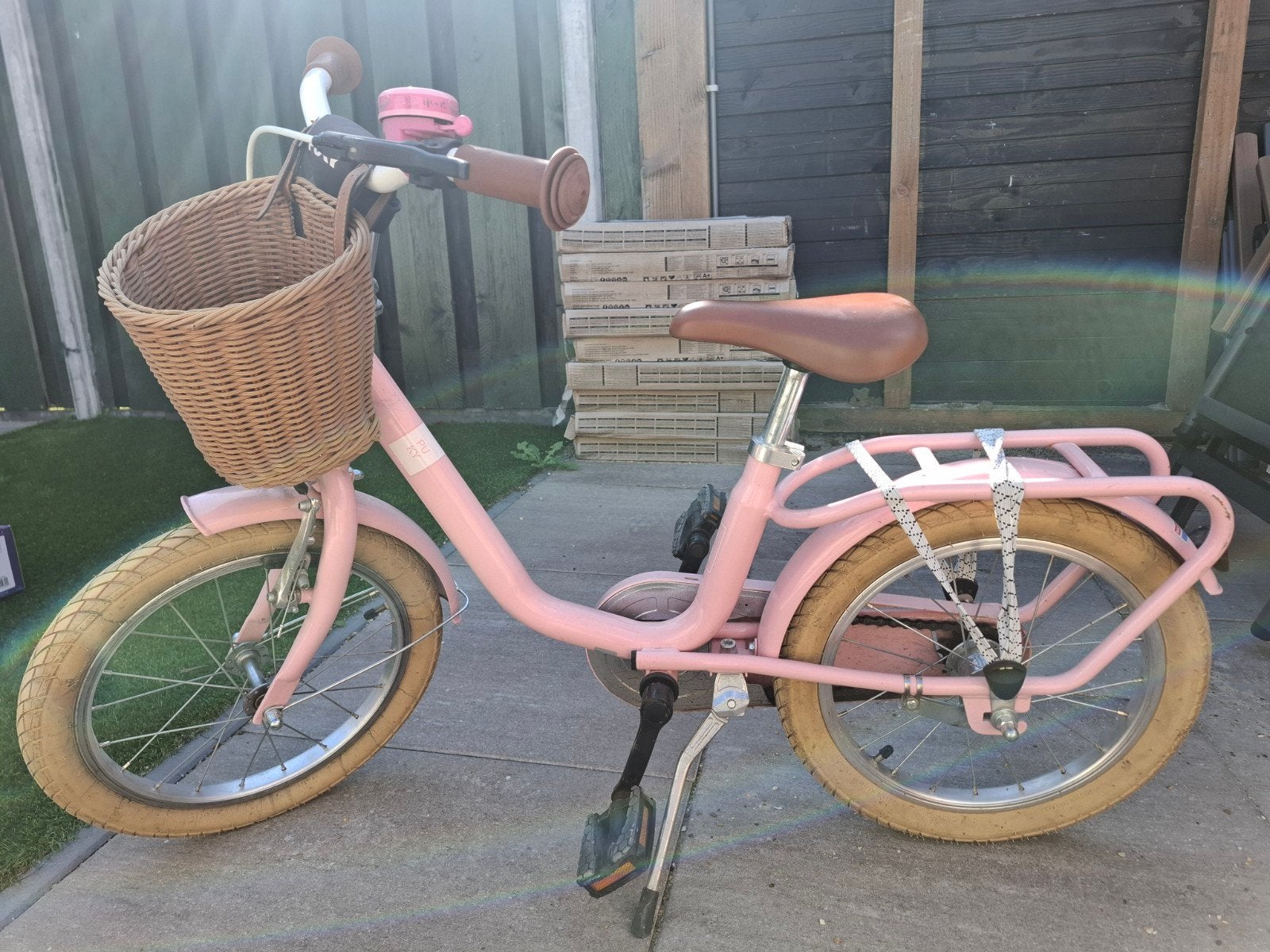 Puky kinderfiets 16 inch roze met mandje, Ophalen, Gebruikt, 16 tot 20 inch