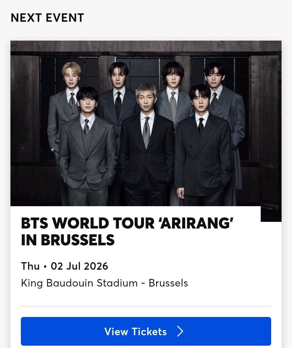 BTS concert - Brussels Day 2 Ticket, Eén persoon