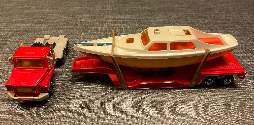 Majorette 1/60 Scania Boat Transporter, Ophalen, Gebruikt, Bus of Vrachtwagen, Majorette