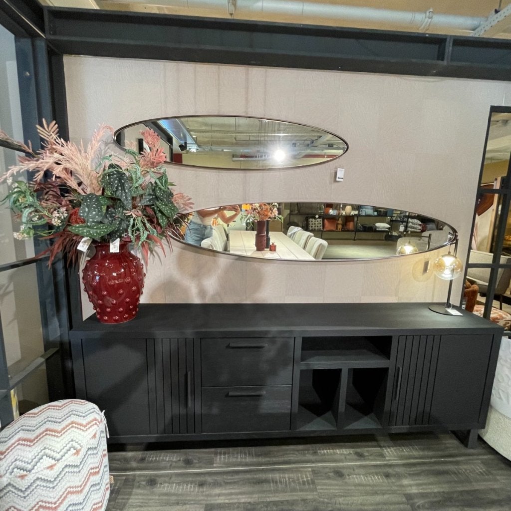 Pavie Dressoir 2 Deur 2 La 3 Open Vak 233cm Castle Black -, Niet ingevuld, Niet ingevuld, Niet ingevuld